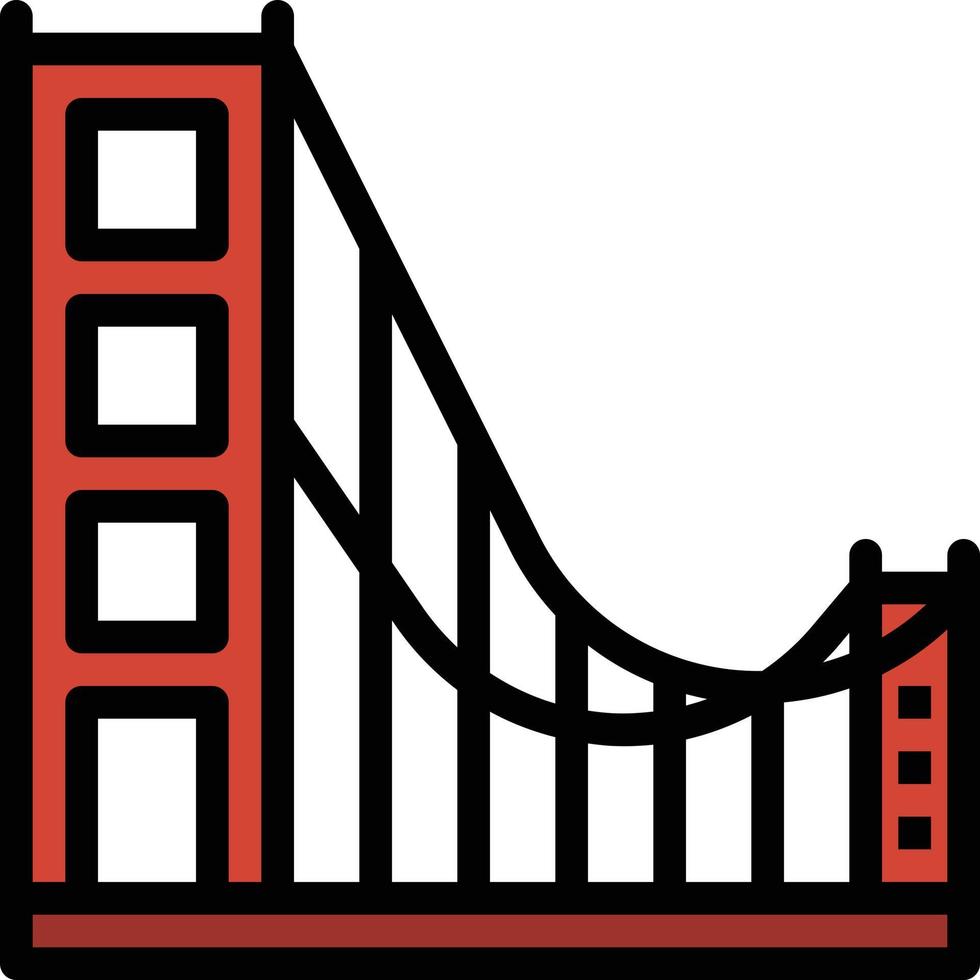 golden gate bridge san francisco california landmark - filled outline icon vector