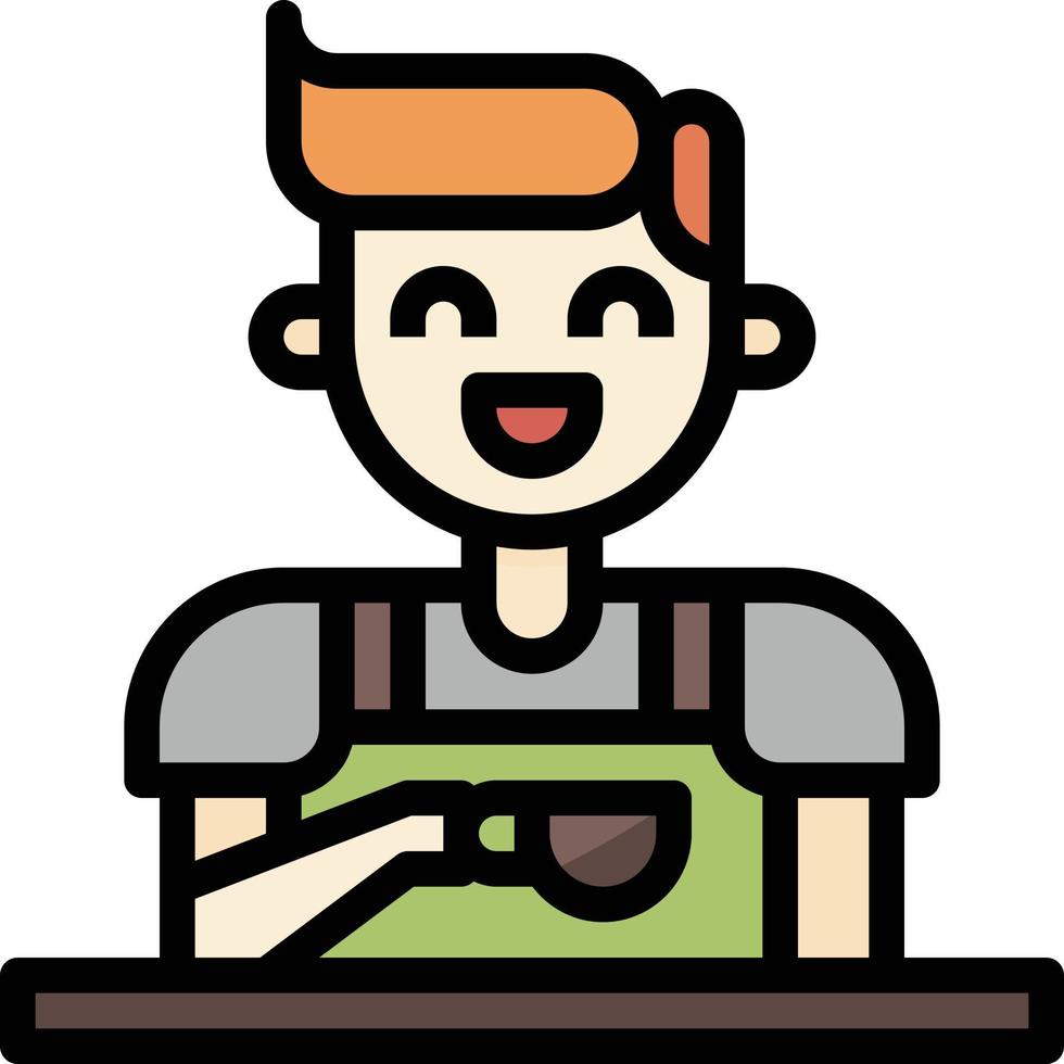 barista coffee cafe restaurant avatar - filled outline icon vector