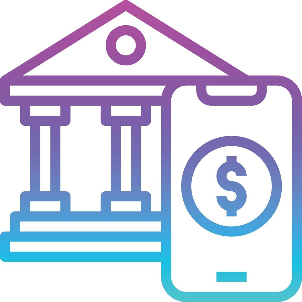 online money bank mobile payment banking - gradient icon vector