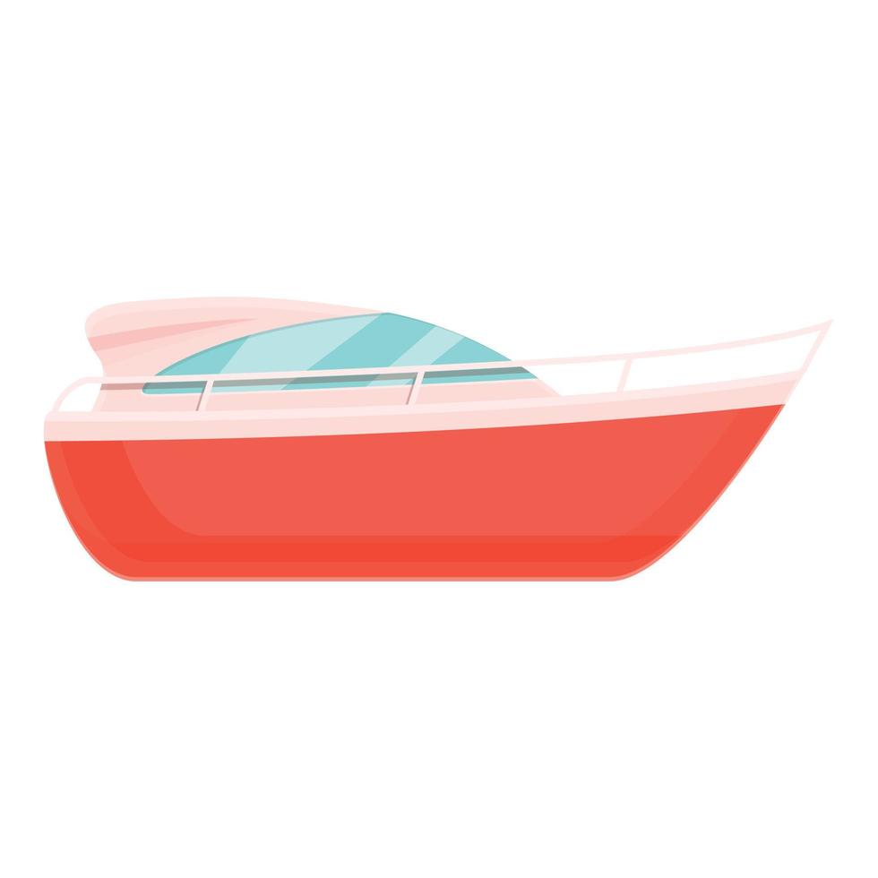 Bay rescue boat icon, cartoon style vector