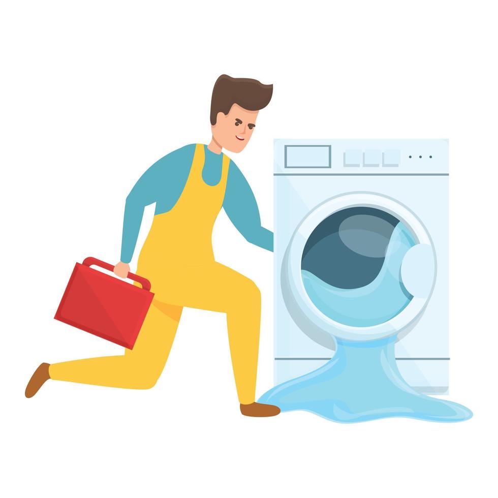 Fast washing machine repair icon, cartoon style vector