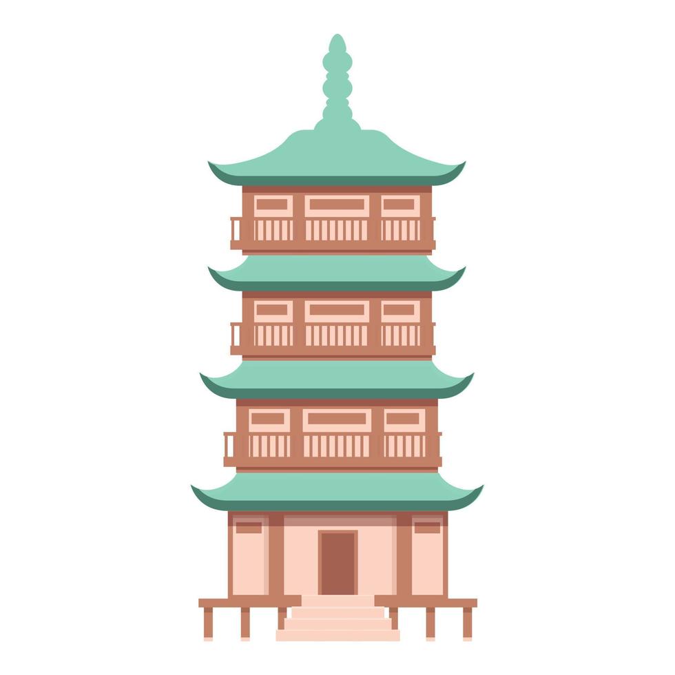 vector de dibujos animados de icono de pagoda japonesa. edificio de lomo