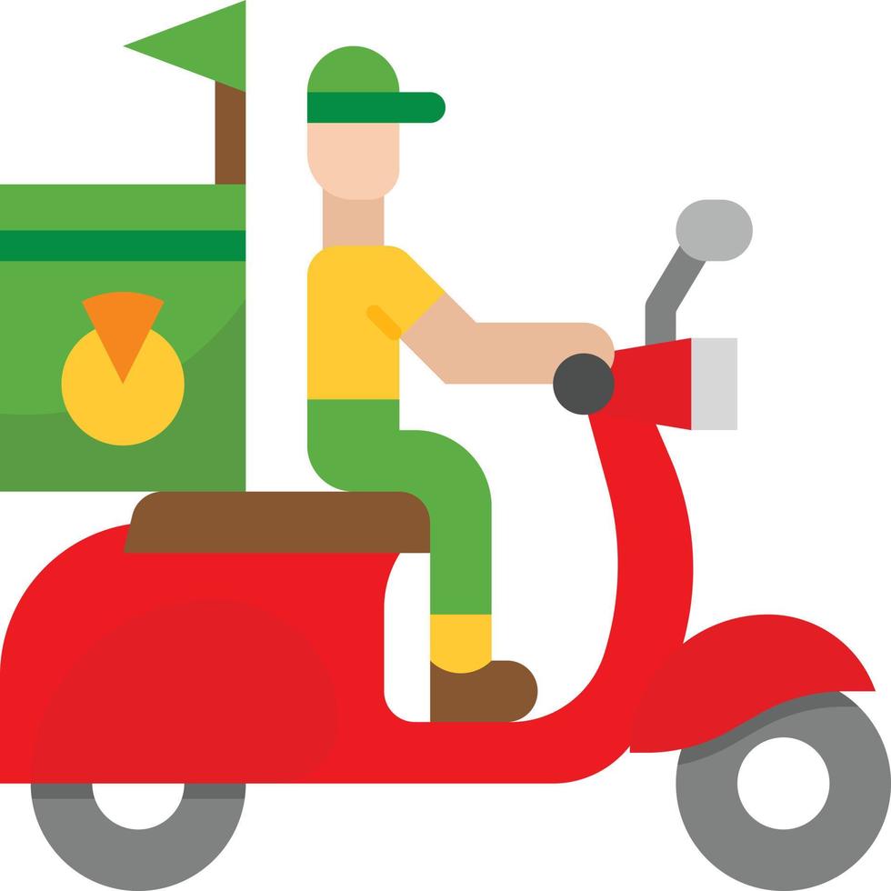 delivery man motorcycle food delivery - flat icon vector