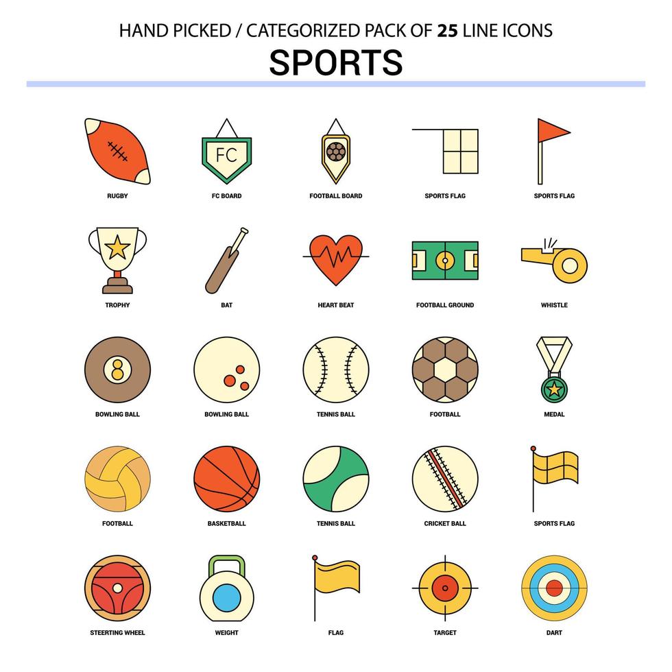 Sports Flat Line Icon Set Business Concept Icons Design vector