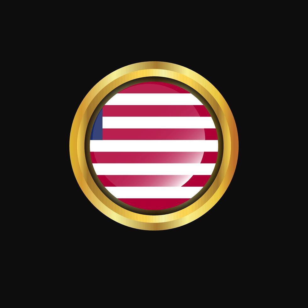 Liberia flag Golden button vector