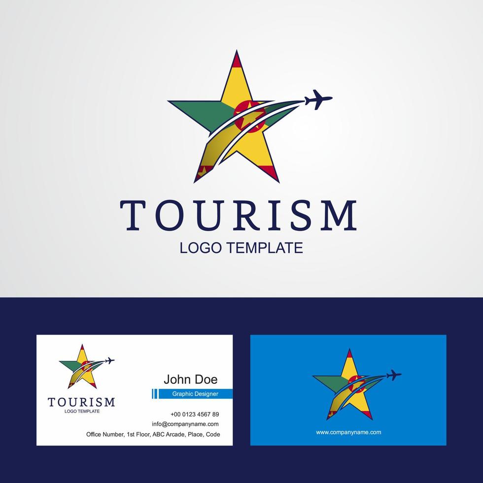 logotipo de estrella creativa de bandera de granada de viaje y diseño de tarjeta de visita vector