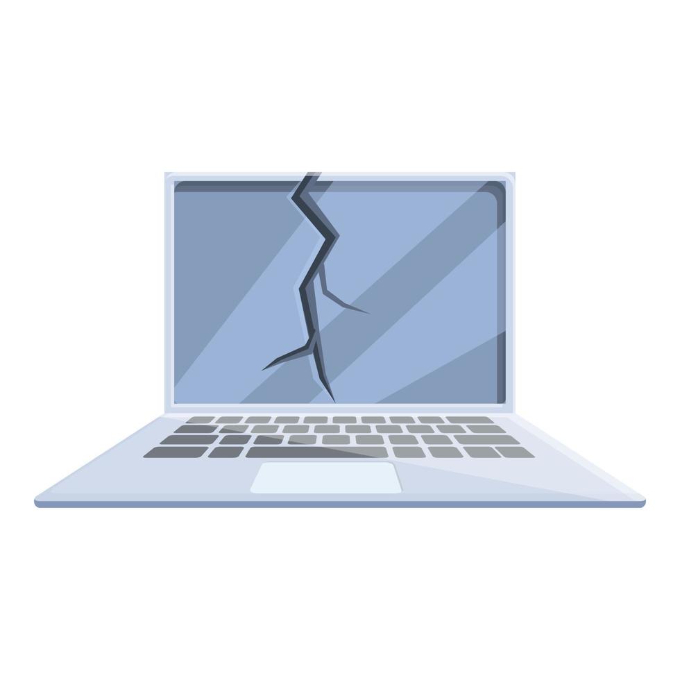 Screen broken laptop repair icon, cartoon style vector