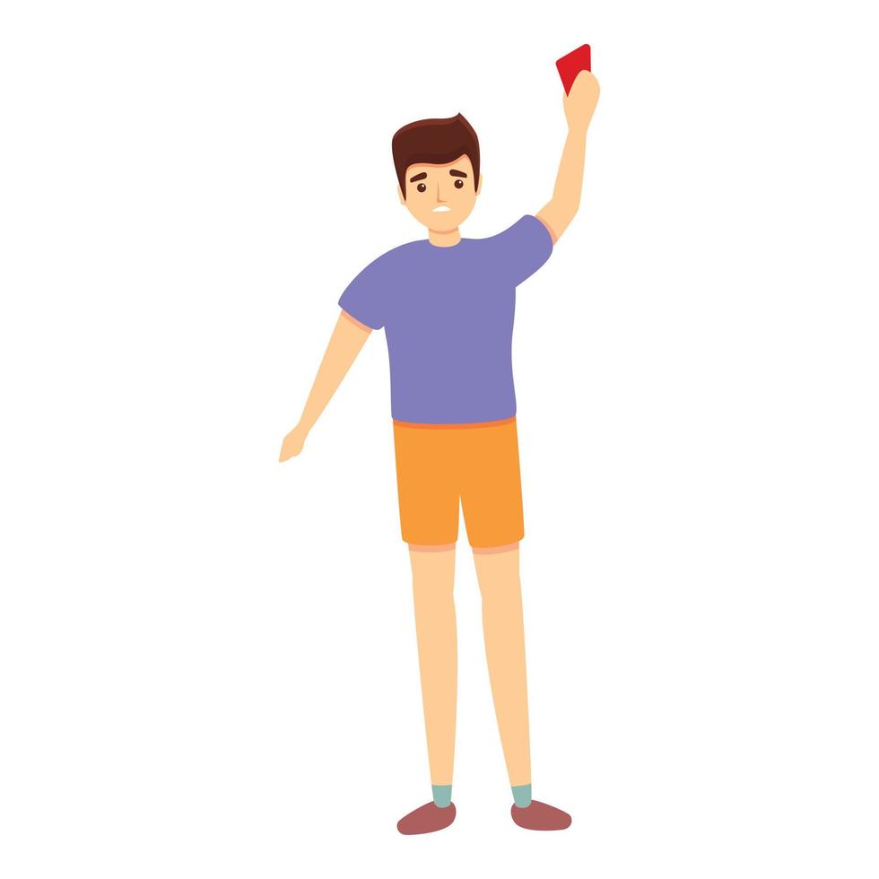 icono de juego de fútbol de tarjeta roja, estilo de dibujos animados vector