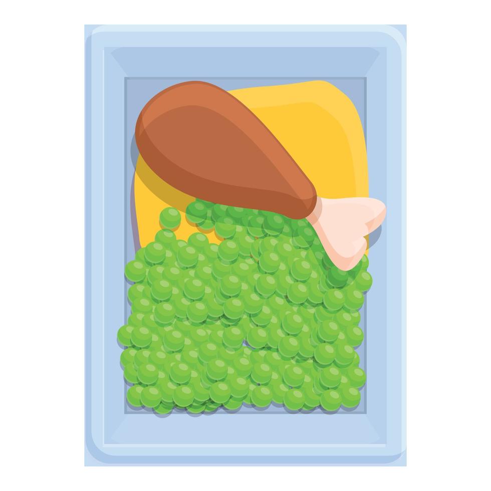 Chicken airline food icon, cartoon style vector