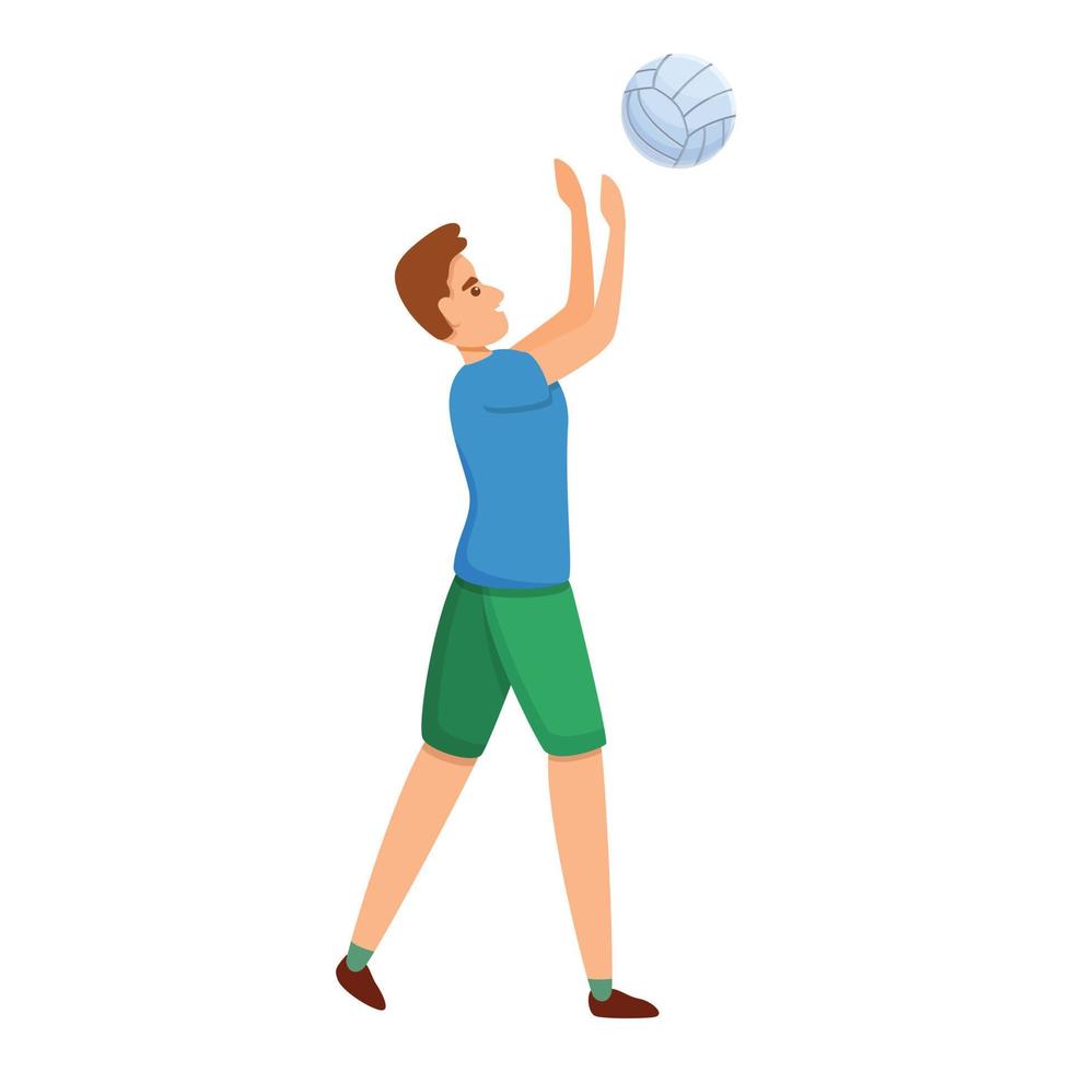 Powerful volleyball player icon, cartoon style vector