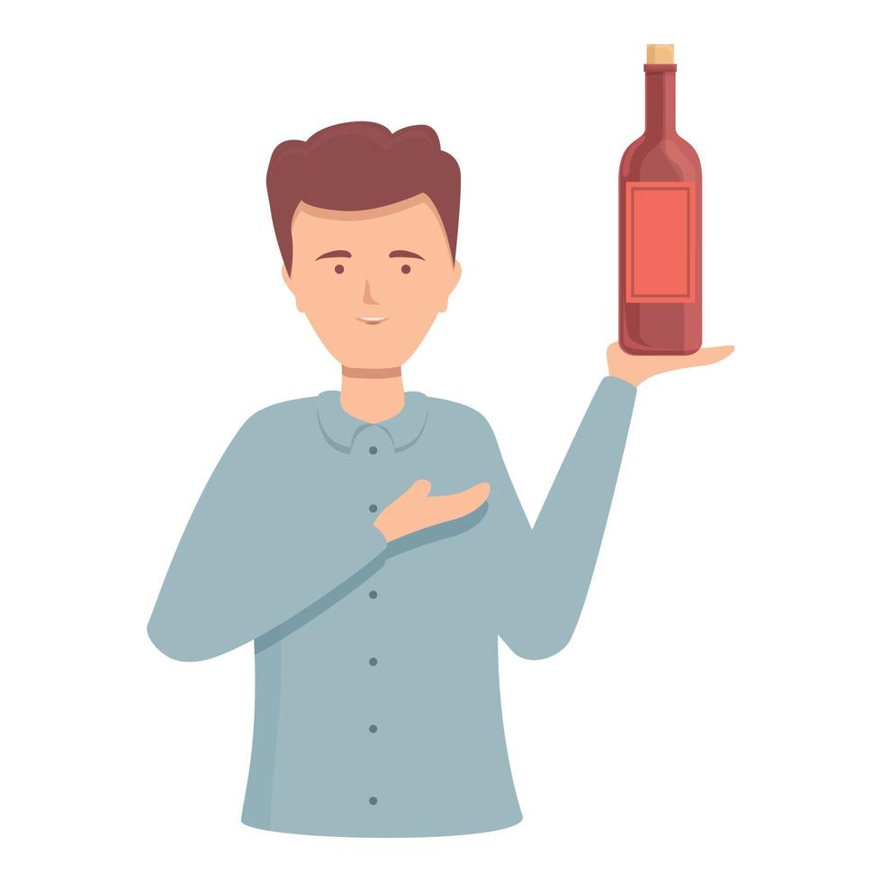 Show wine bottle icon cartoon vector. Alcohol sommelier vector