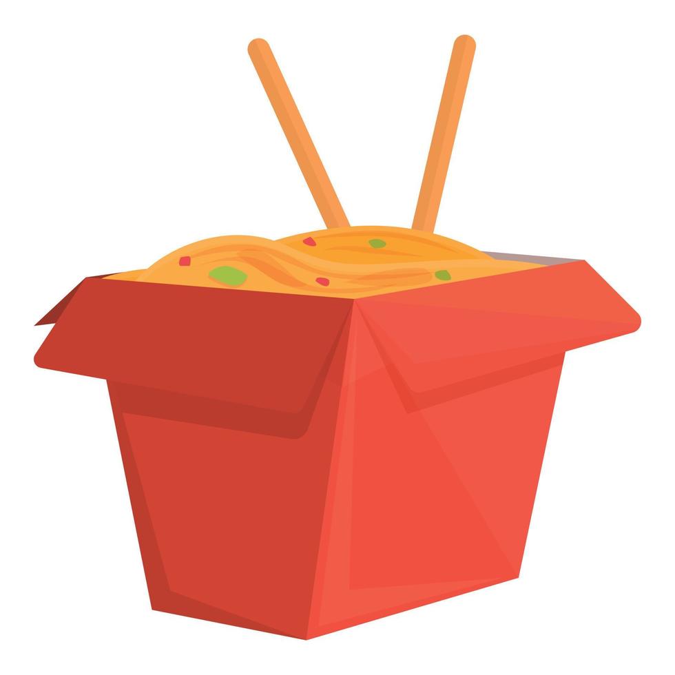 Noodle box icon, cartoon style vector