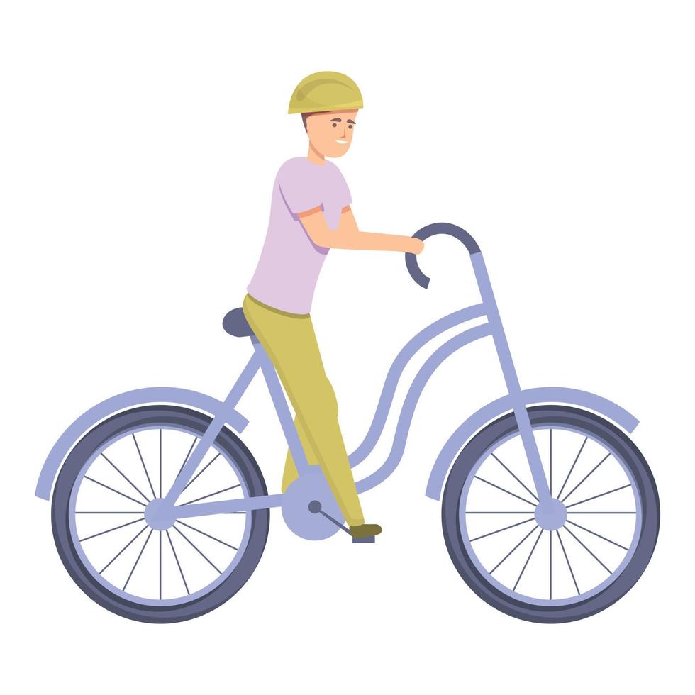 Little boy on bicycle icon cartoon vector. Cute child vector