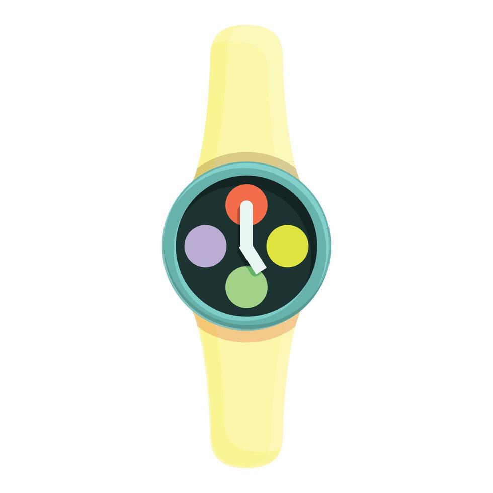 Kids round smart clock icon, cartoon style vector