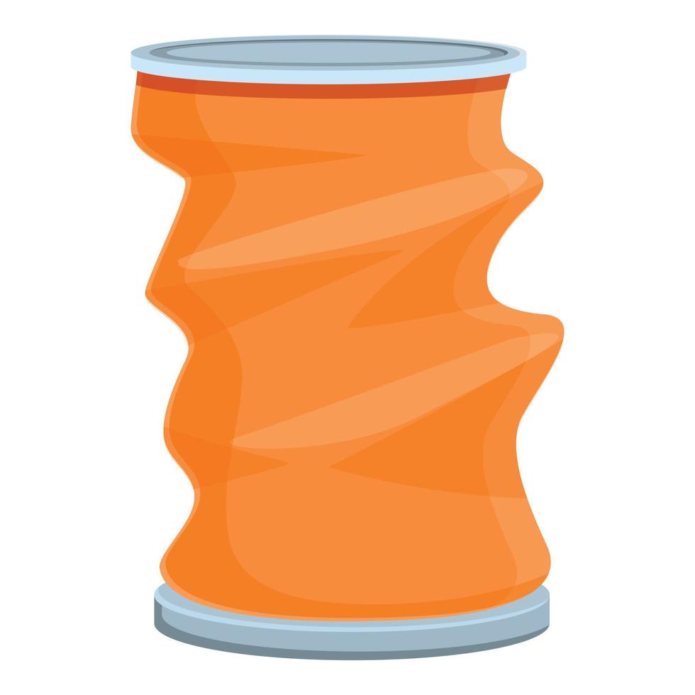 Crumpled can icon, cartoon style vector