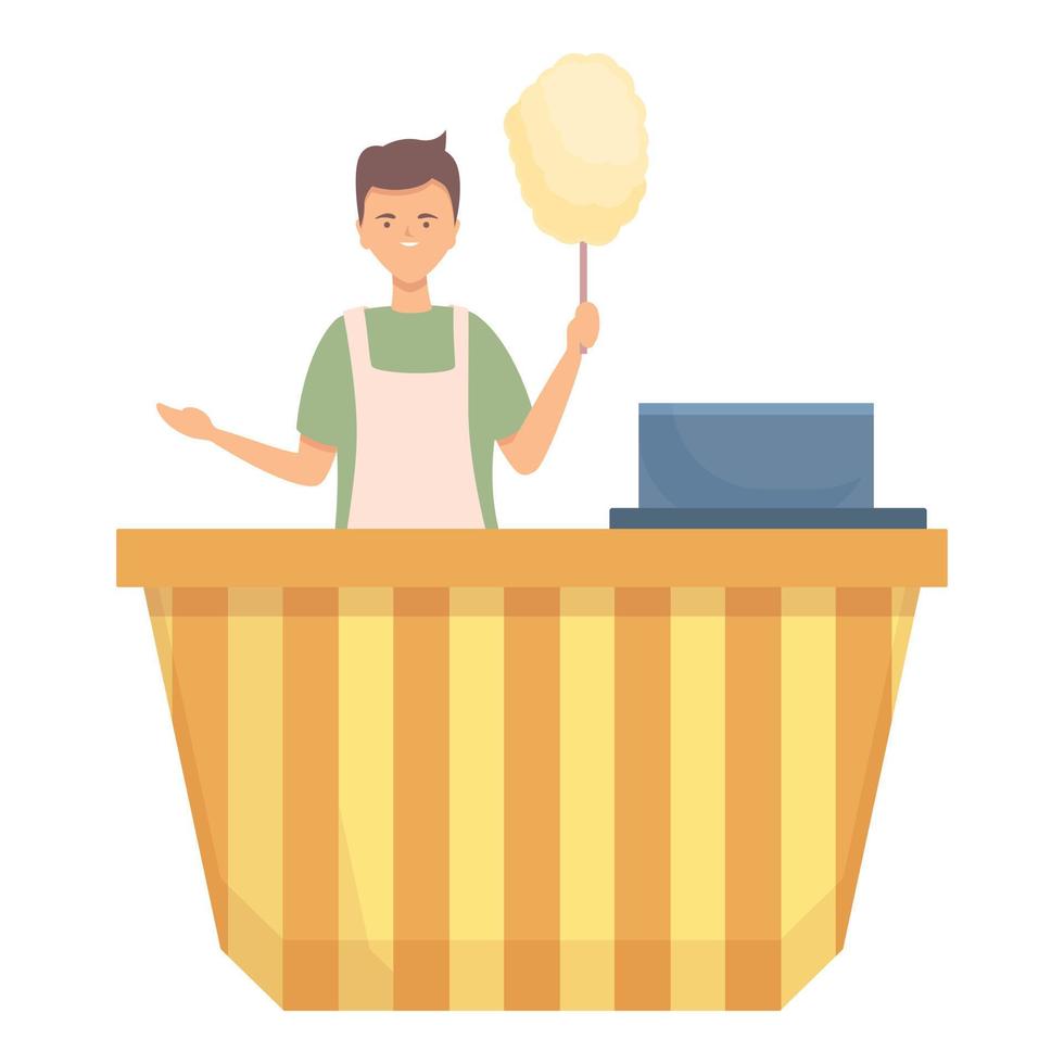 vector de dibujos animados de icono de mercado de algodón de azúcar. carrito de comida