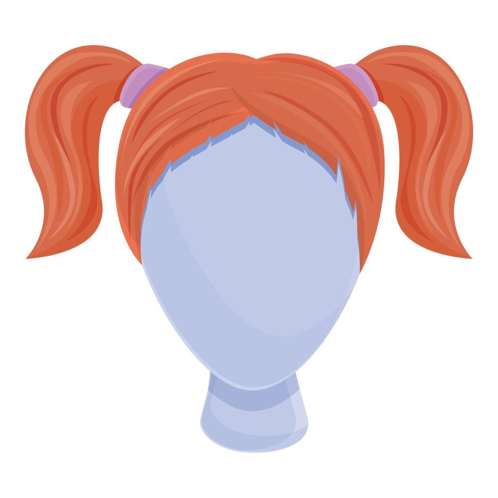 Natural wig icon, cartoon style vector