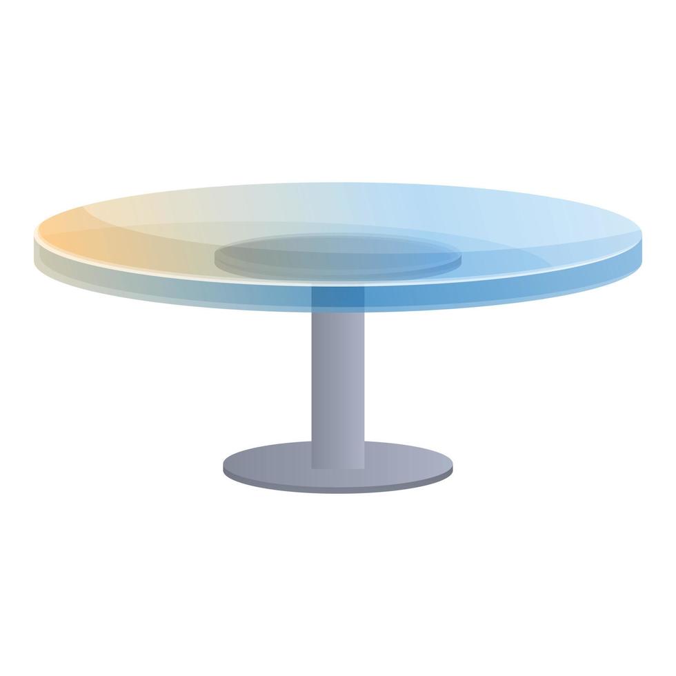 Glass round table icon, cartoon style vector