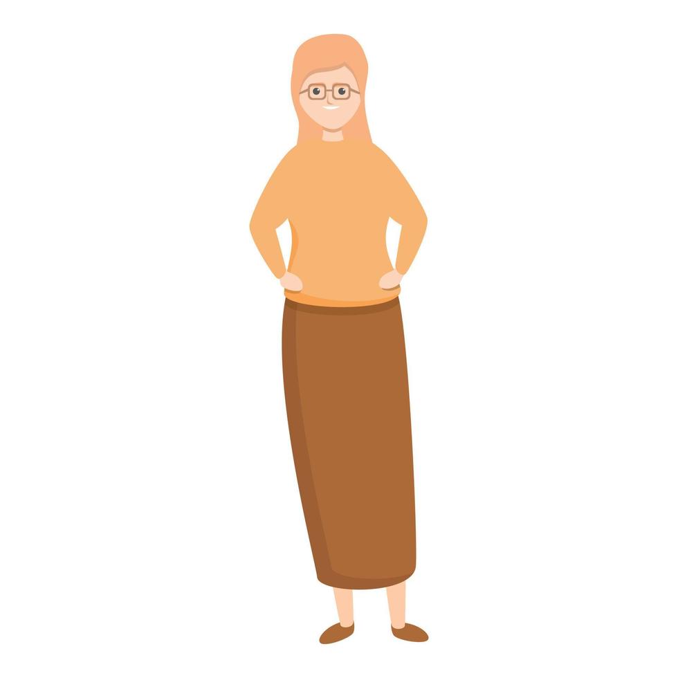 Woman in skirt icon, cartoon style vector