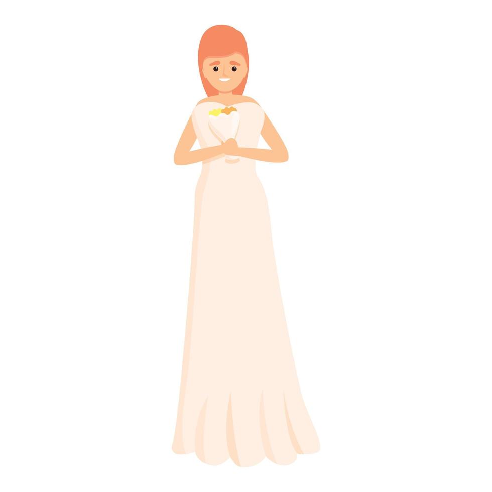 Apparel wedding dress icon, cartoon style vector