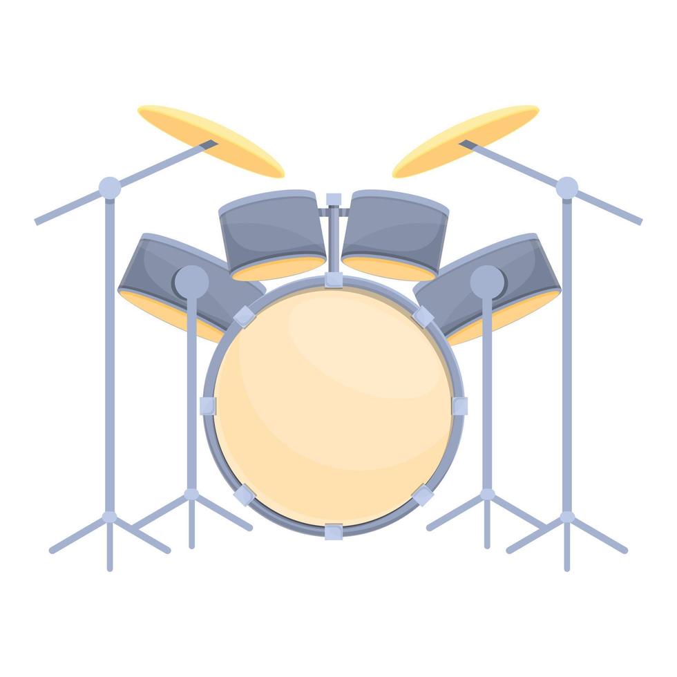 Drum set icon, cartoon style vector