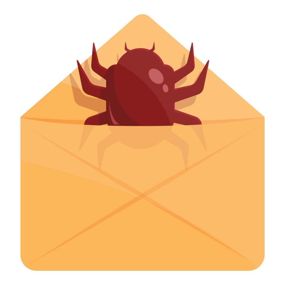 Mail bug icon, cartoon style vector