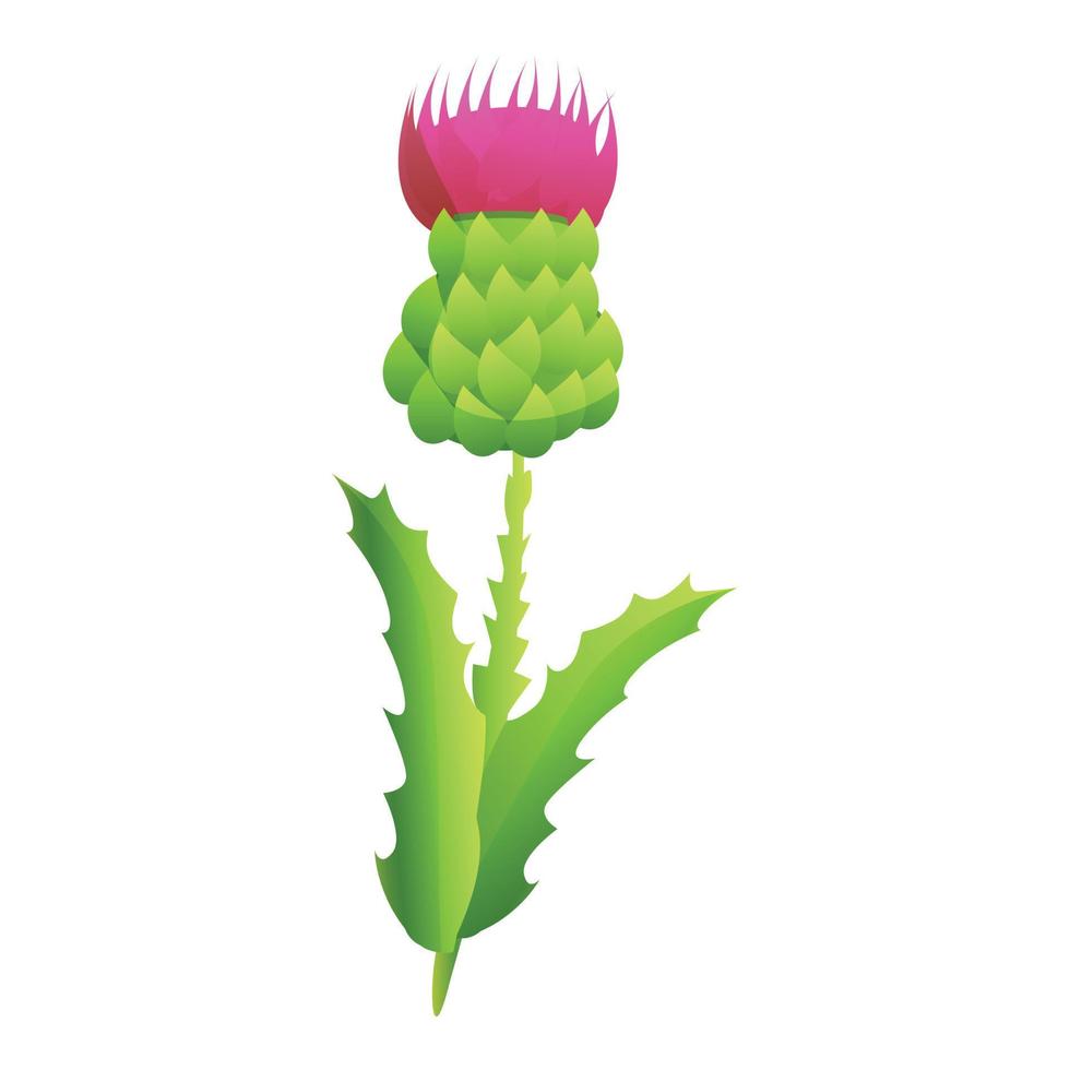 Thistle blossom icon, cartoon style vector