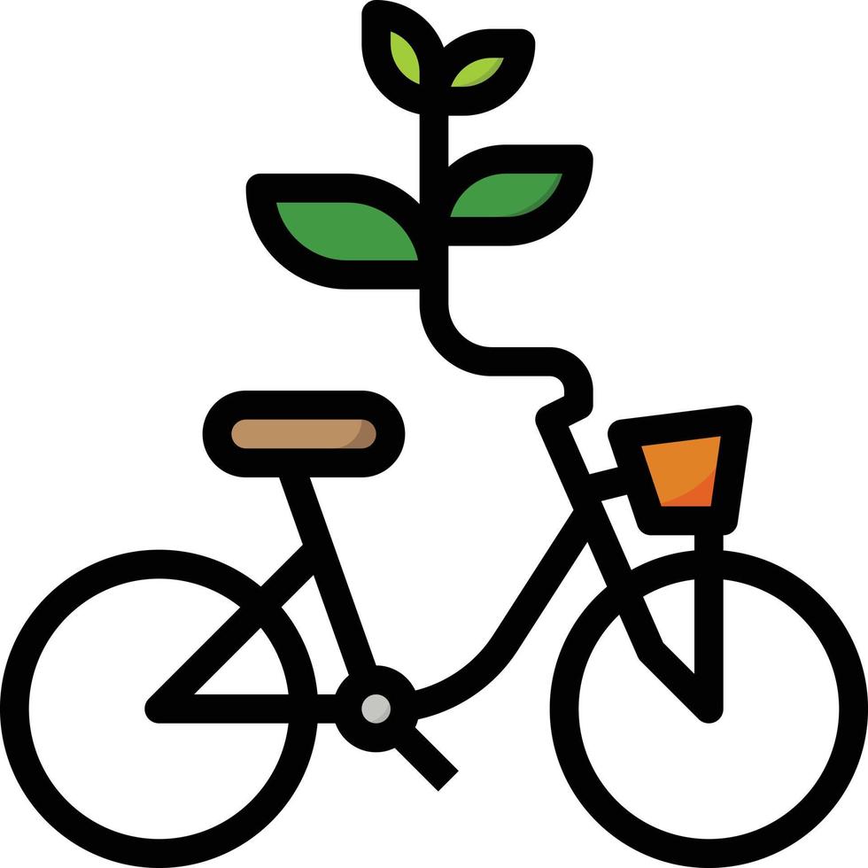 bicycle healthy excercise ecology plant - filled outline icon vector