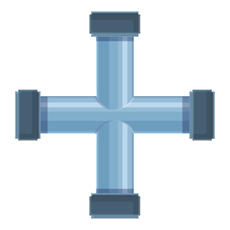 Cross pipe water icon, cartoon style vector