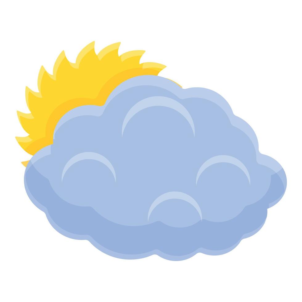 Sun behind cloud icon, cartoon style vector