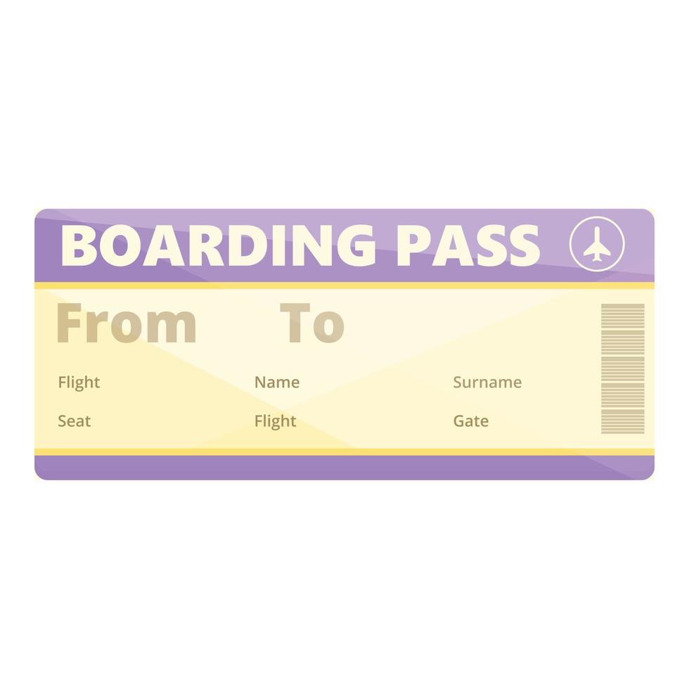 Visa boarding pass icon, cartoon style vector