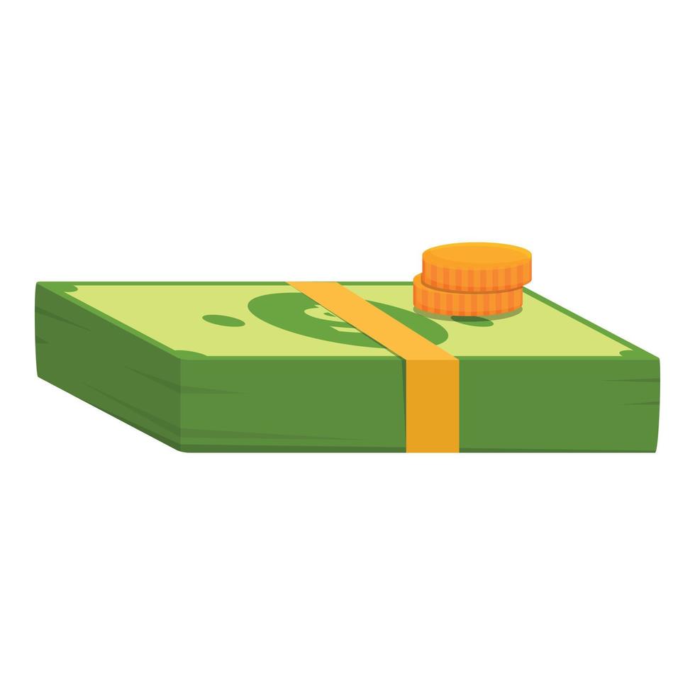 Bank cash pile icon, cartoon style vector