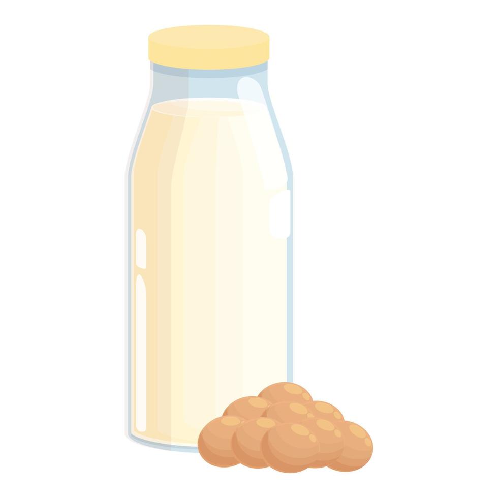 Soy milk bottle icon cartoon vector. Vegetable milk vector