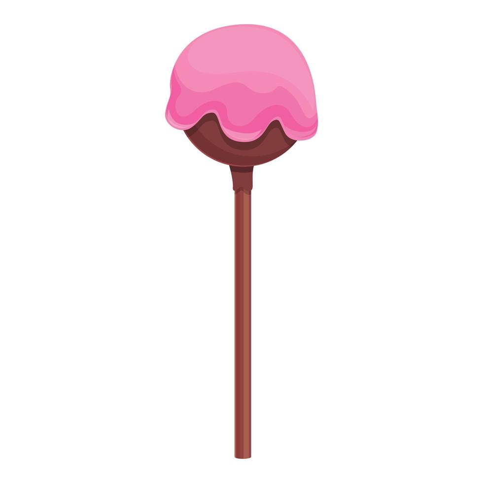 Pink cake pop icon cartoon vector. Candy sugar vector