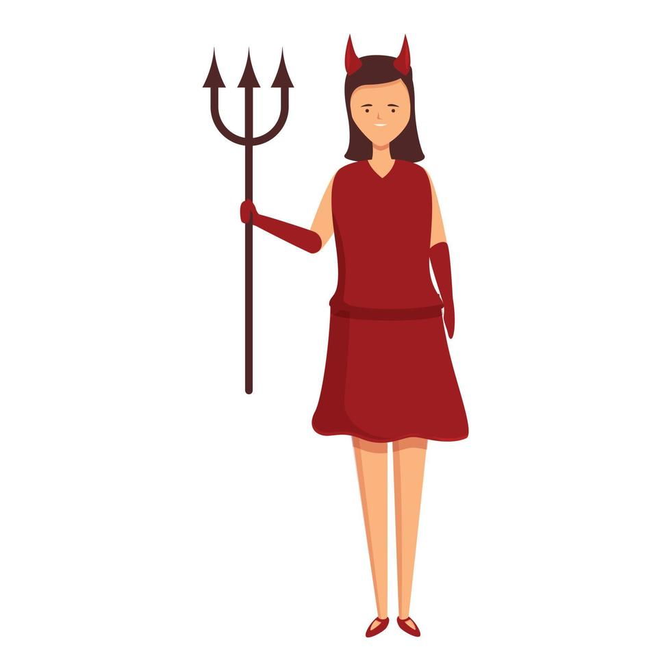 Girl devil fork costume icon cartoon vector. Cute kid vector