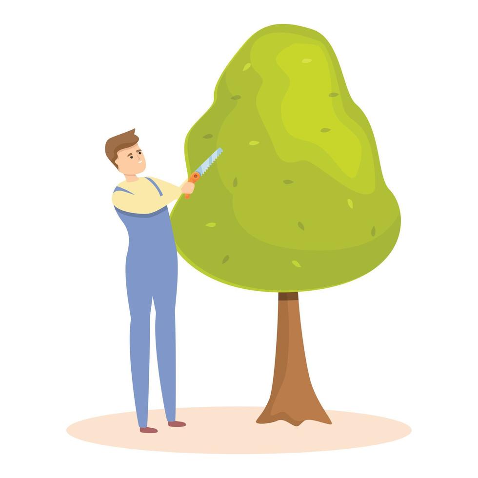 Tree garden maintenance icon cartoon vector. Hedge man vector