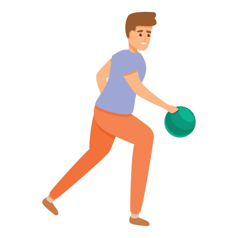 Playing bowling icon, cartoon style vector