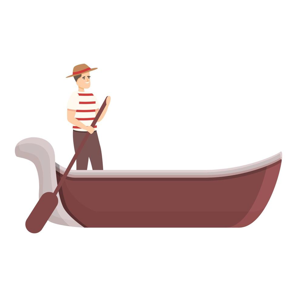 Venice gondolier icon cartoon vector. Gondola boat vector