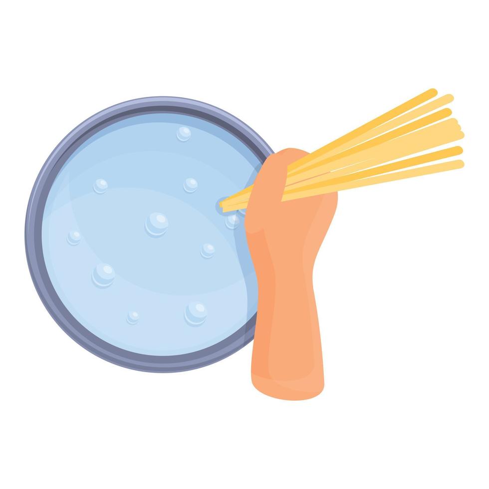 Boiling spaghetti icon, cartoon style vector