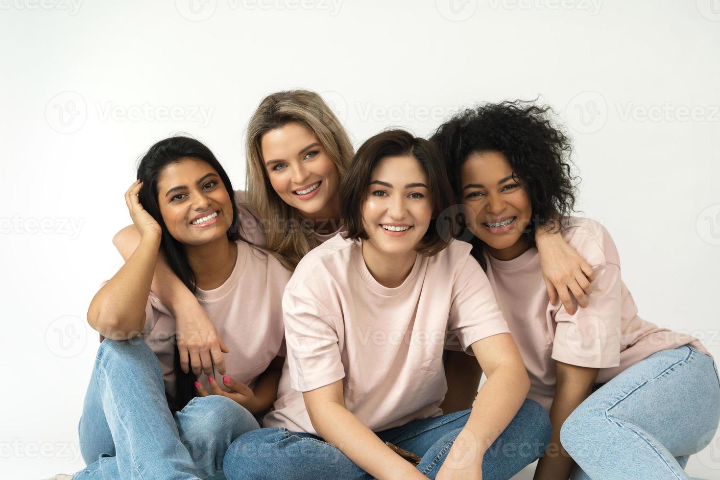 Multicultural diversity and friendship. Group of different ethnicity women. photo