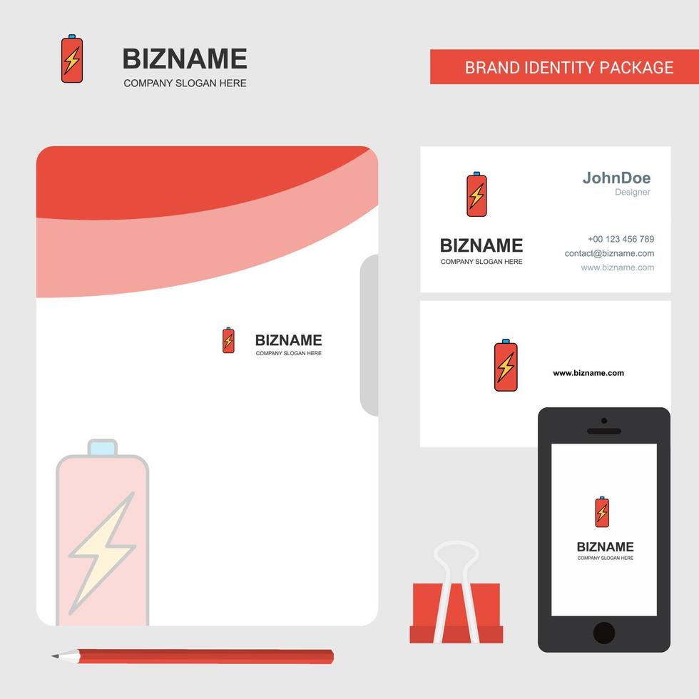 Battery charging Business Logo File Cover Visiting Card and Mobile App Design Vector Illustration