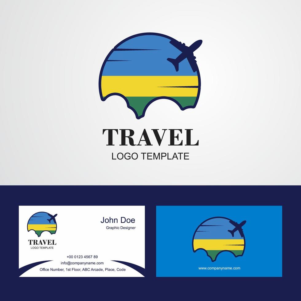 logotipo de la bandera de ruanda de viaje y diseño de tarjeta de visita vector