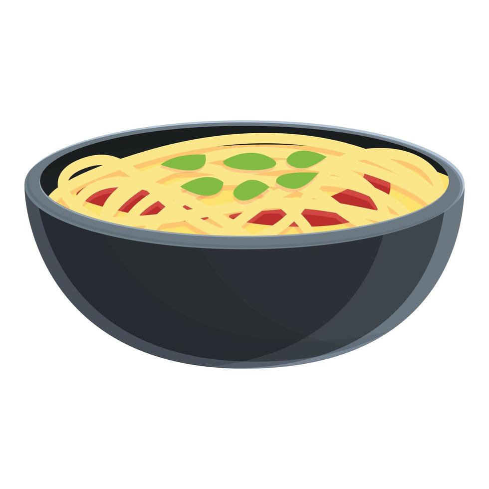Korean noodles icon, cartoon style vector