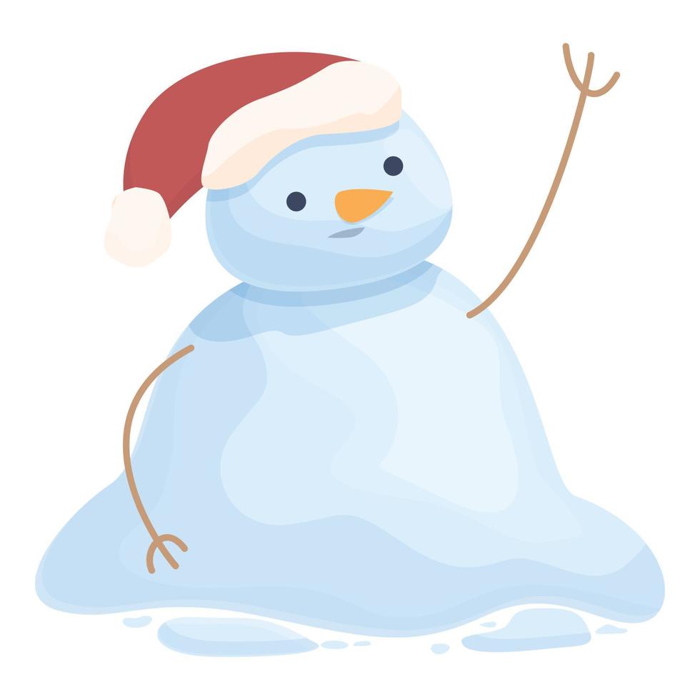 Snowman thawing icon cartoon vector. Snow man vector