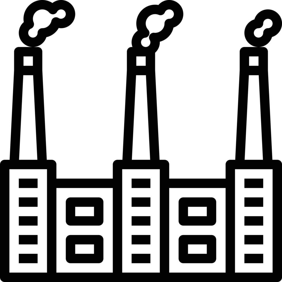 edificio de producción de humo de contaminación de fábrica - icono de contorno vector