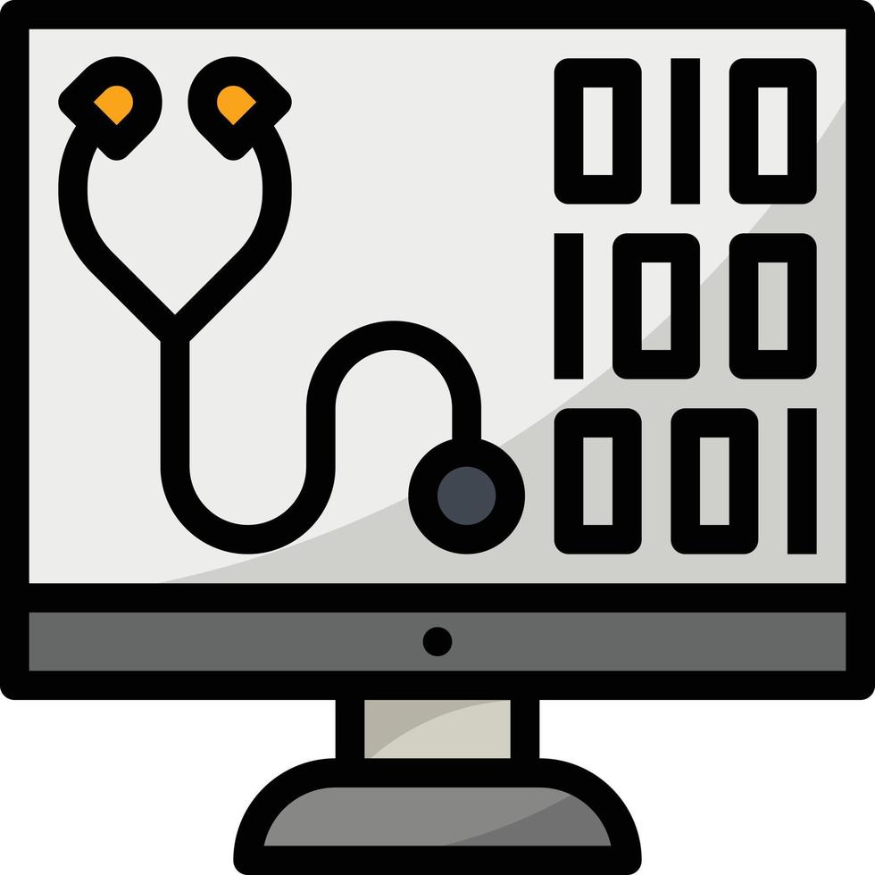 computadora de atención médica ai inteligencia artificial - icono de contorno lleno vector