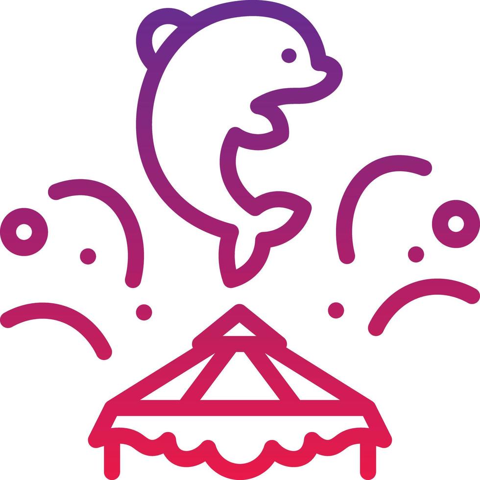 circus show dolphin splash entertainment - gradient icon vector