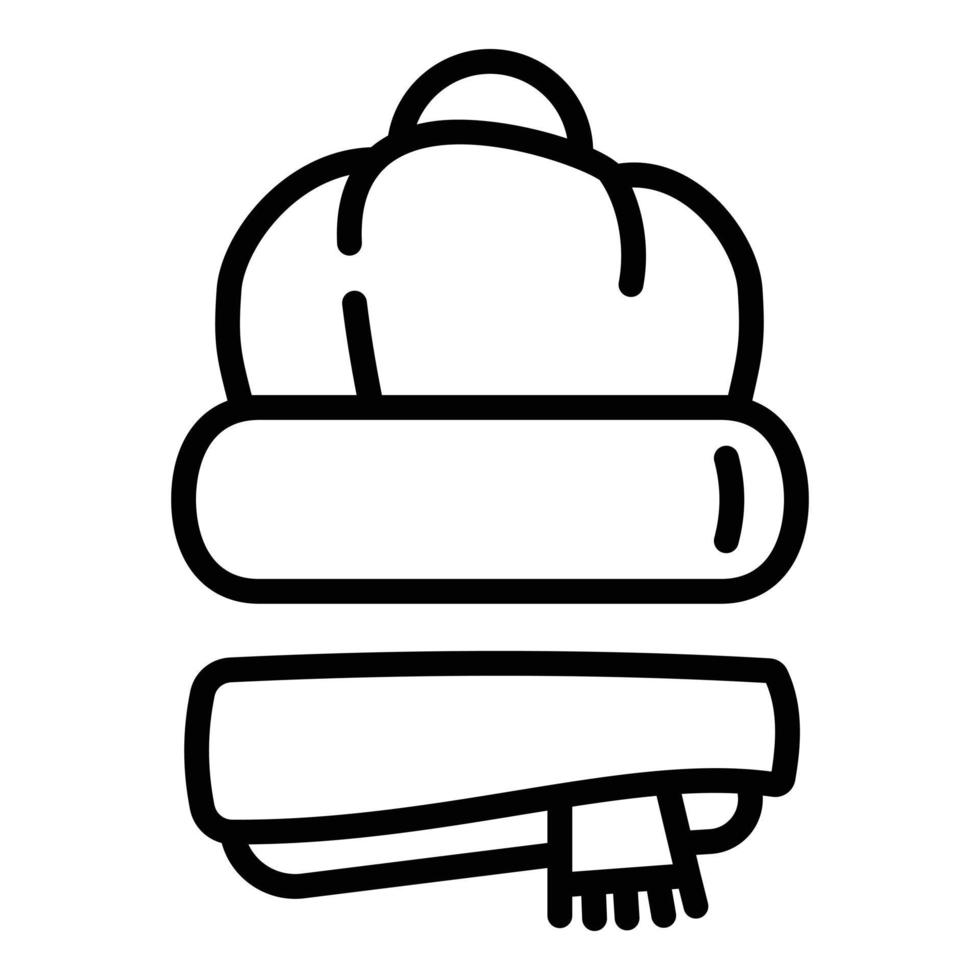 gorro de invierno y icono de bufanda, estilo de esquema vector