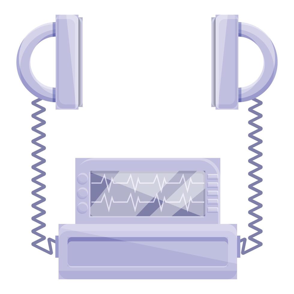 Emergency defibrillator icon, cartoon style vector