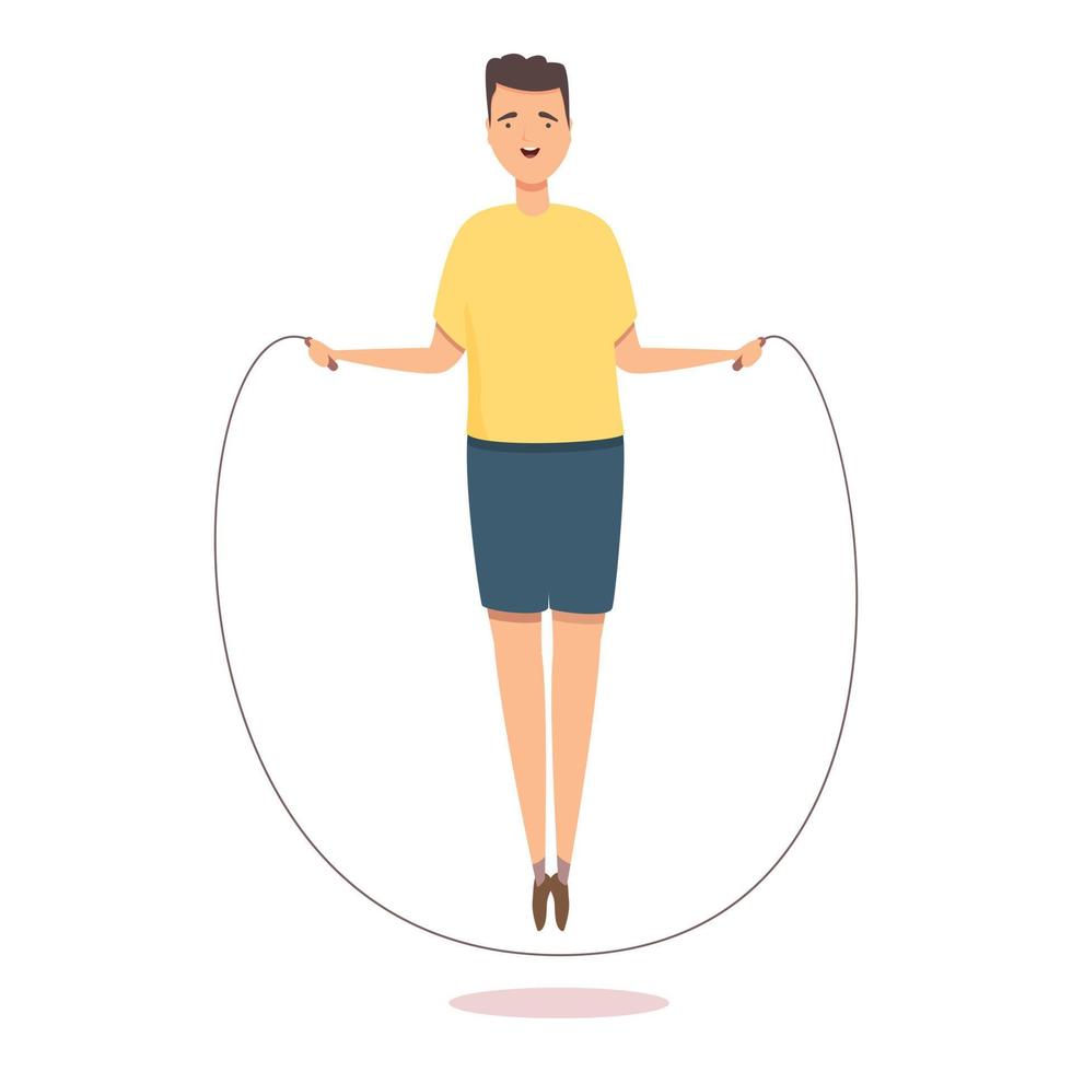 Boy jump rope icon cartoon vector. Sport exercise vector